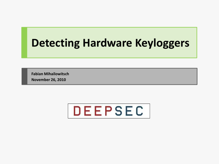 detecting hardware keyloggers