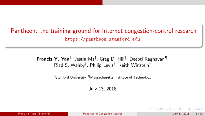 pantheon the training ground for internet congestion