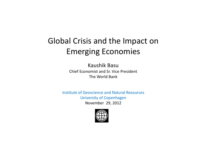 global crisis and the impact on emerging economies