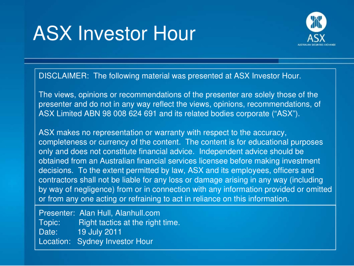 asx investor hour