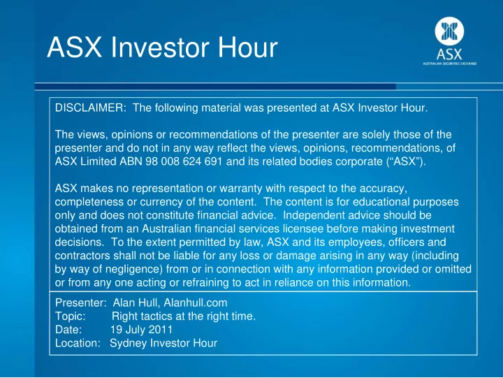 asx investor hour