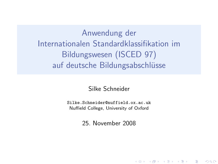 anwendung der internationalen standardklassifikation im