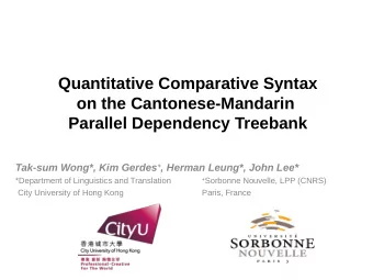 Quantitative Comparative Syntax  on the Cantonese-Mandarin  Parallel Dependency Treebank Tak-sum