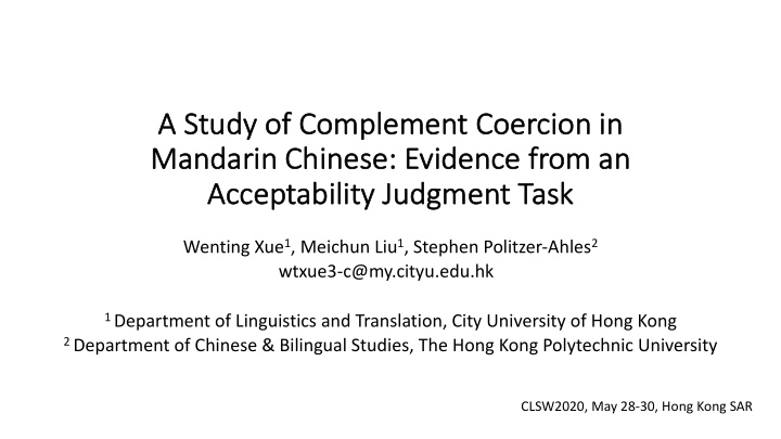 a study of complement coerci cion in mandarin chinese