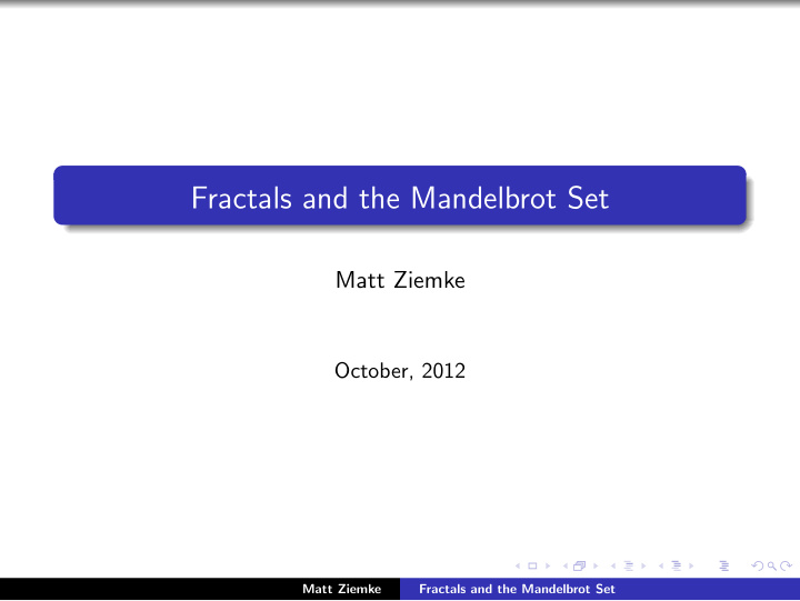 fractals and the mandelbrot set