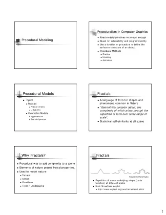 1  Fractals - Mandelbrot Set  Fractals  The Mandelbrot Set  Plot of a recursive mathematical