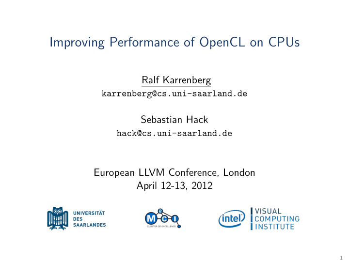 improving performance of opencl on cpus