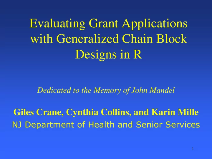evaluating grant applications with generalized chain