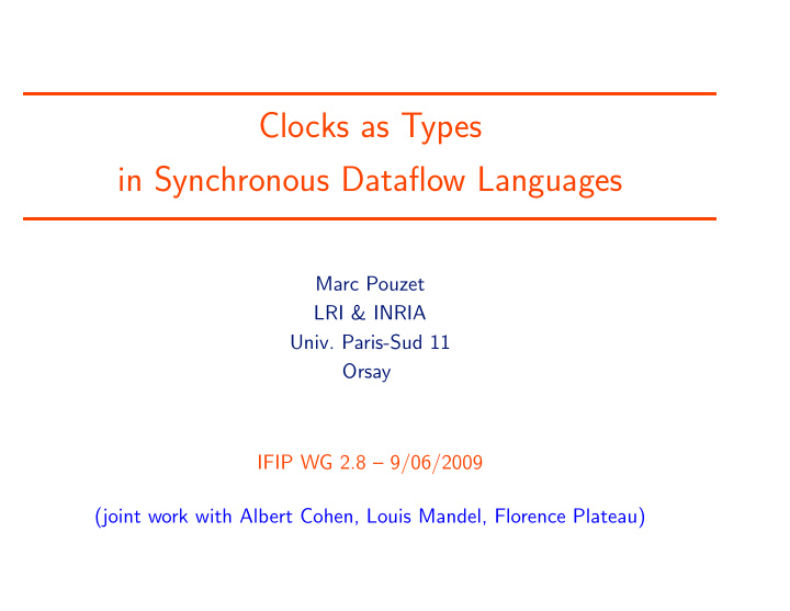 clocks as types in synchronous dataflow languages