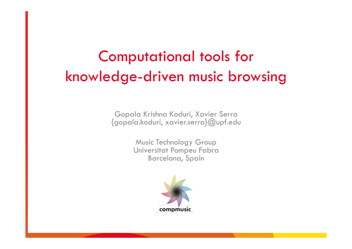 computational tools for knowledge driven music browsing
