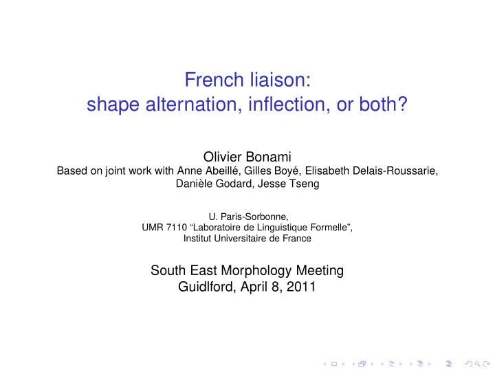 french liaison shape alternation inflection or both