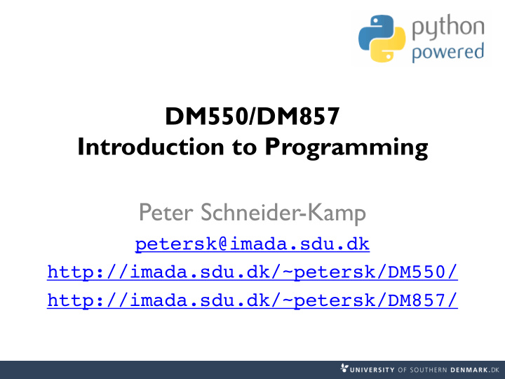 dm550 dm857 introduction to programming peter schneider