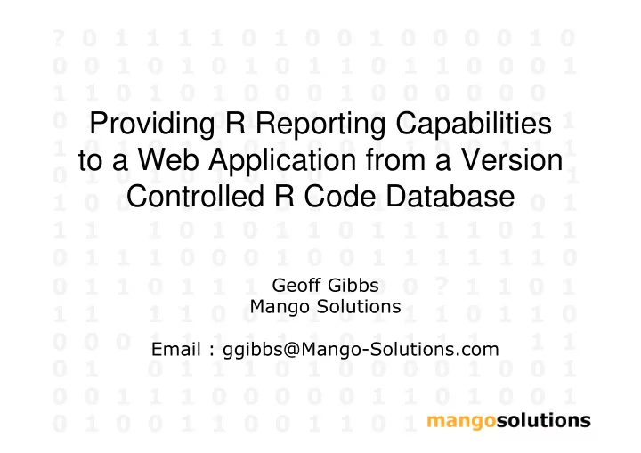 providing r reporting capabilities