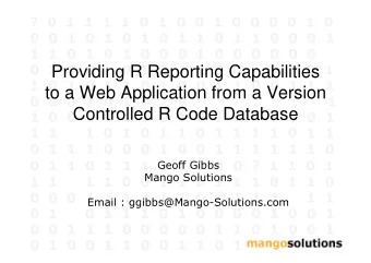 Providing R Reporting Capabilities