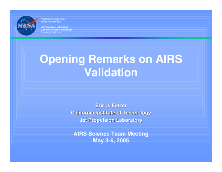 opening remarks on airs validation