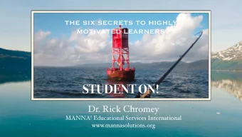 STUDENT ON!  Dr. Rick Chromey  MANNA! Educational Services International  www.mannasolutions.org