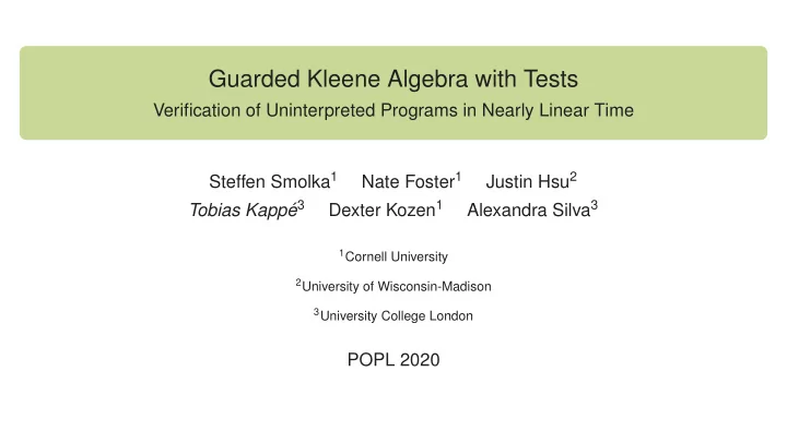 guarded kleene algebra with tests