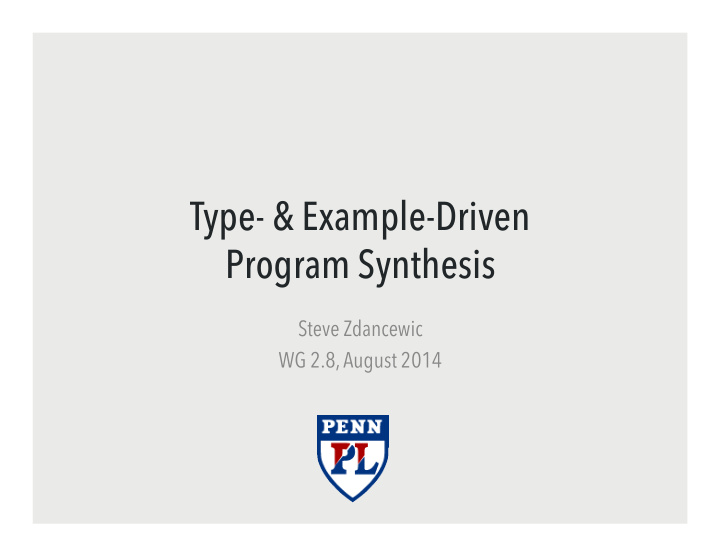 type example driven program synthesis