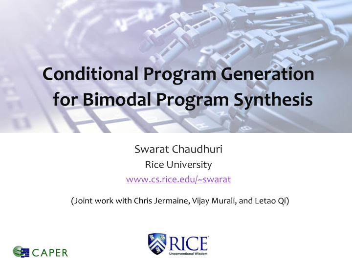 conditional program generation for bimodal program