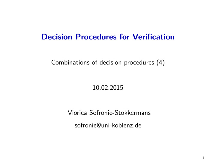 decision procedures for verification