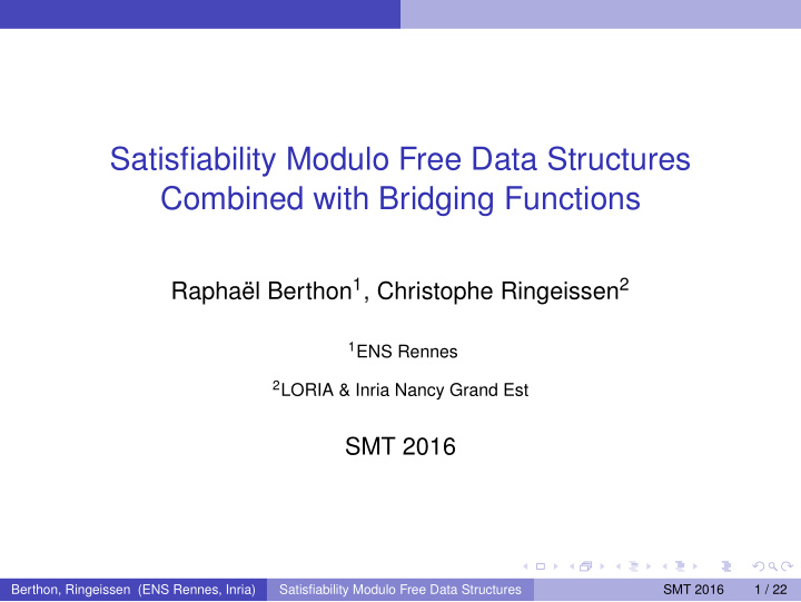 satisfiability modulo free data structures combined with