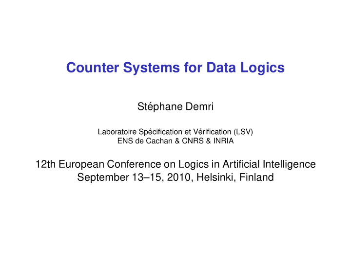 counter systems for data logics
