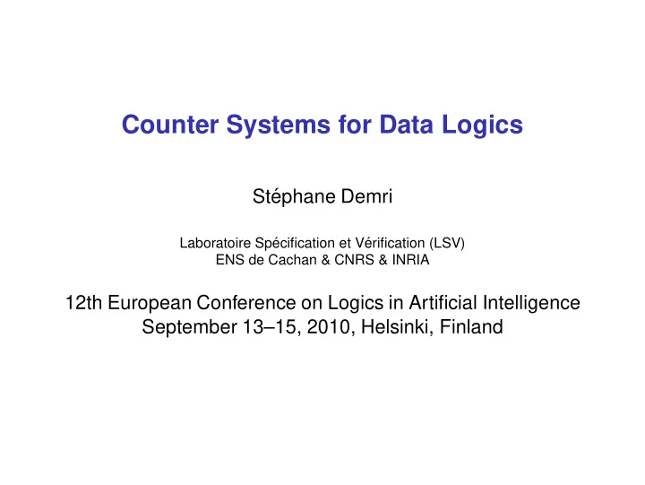 counter systems for data logics