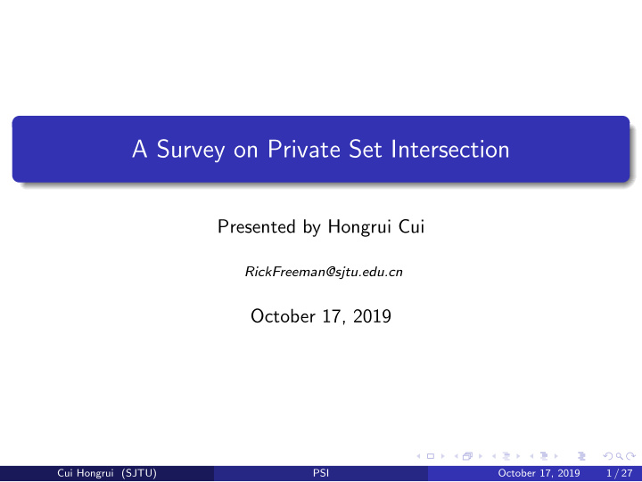 a survey on private set intersection