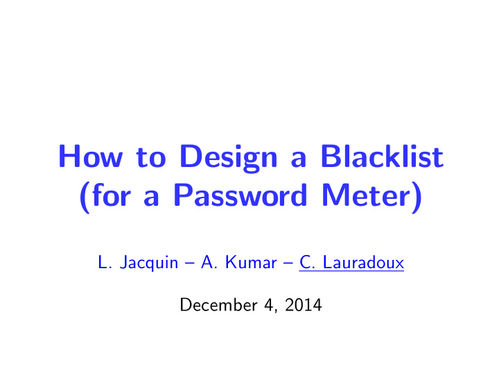 how to design a blacklist for a password meter