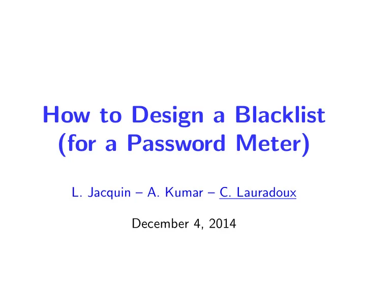 how to design a blacklist for a password meter