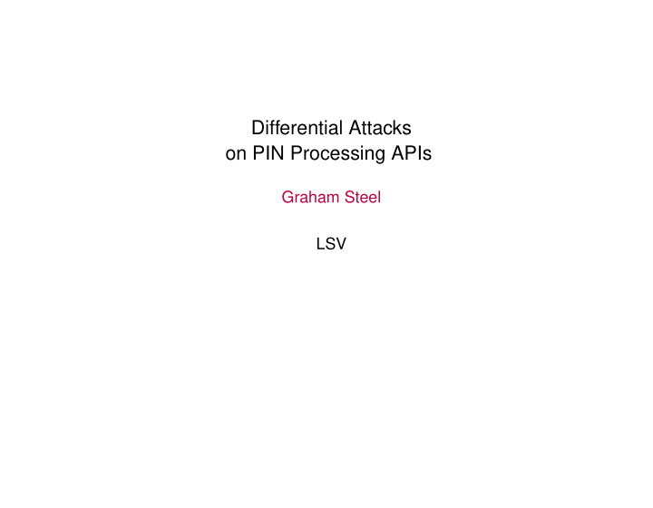 differential attacks on pin processing apis