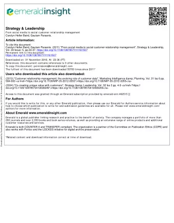 Strategy &amp; Leadership  From social media to social customer relationship management  Carolyn