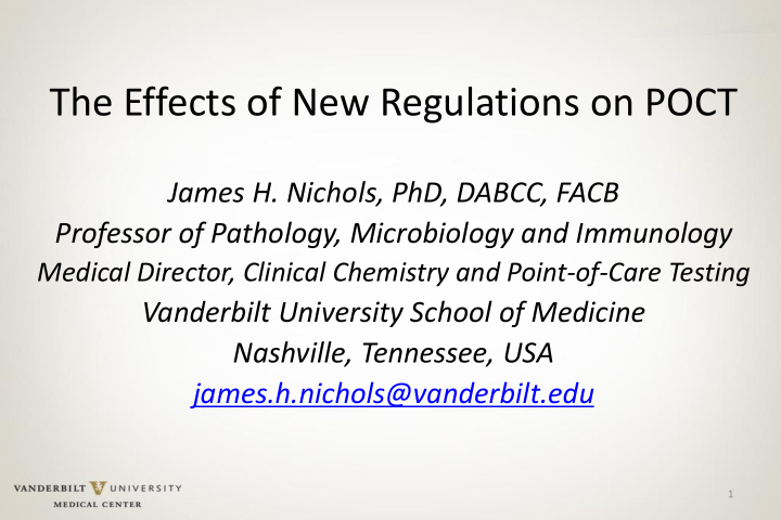 the effects of new regulations on poct