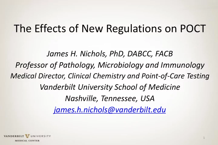 the effects of new regulations on poct