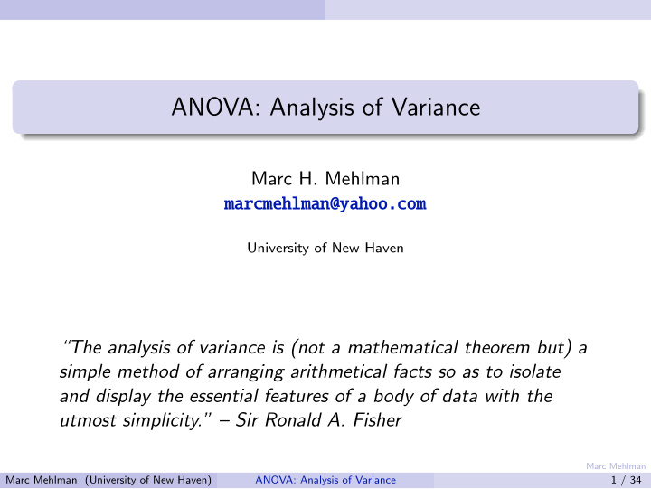 anova analysis of variance