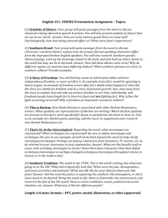English  351:   TEWWG   Presentation  Assignment    Topics     (1)