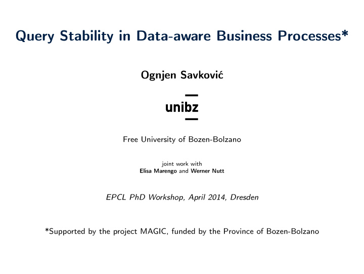 query stability in data aware business processes