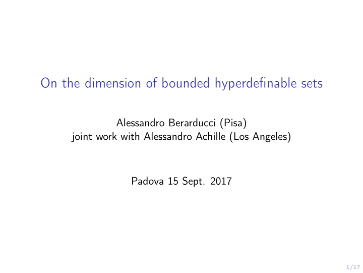 on the dimension of bounded hyperdefinable sets