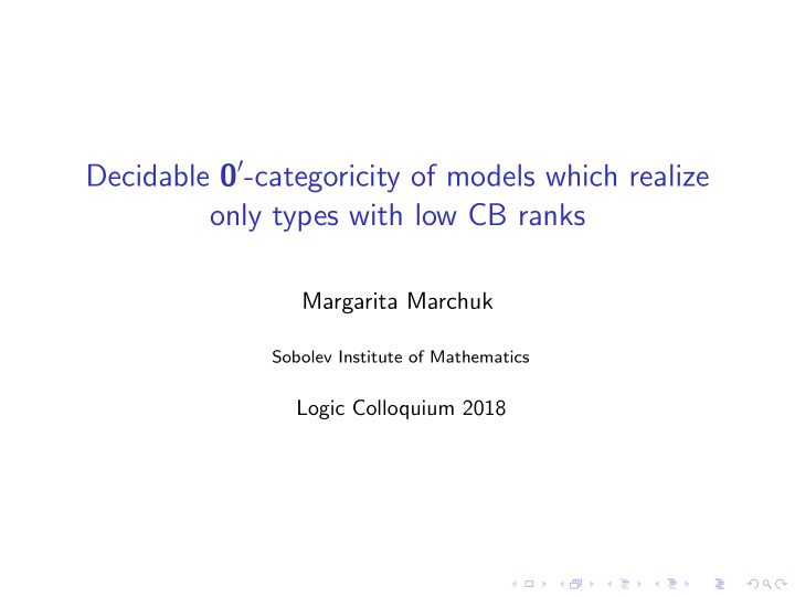 decidable 0 categoricity of models which realize only
