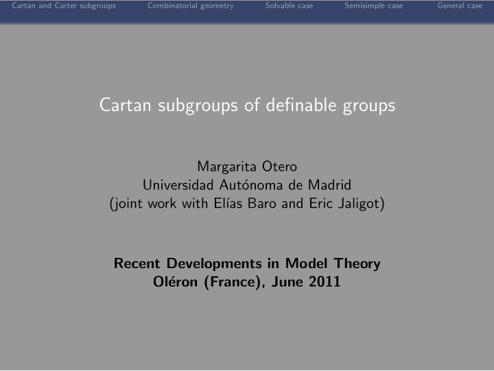 cartan subgroups of definable groups