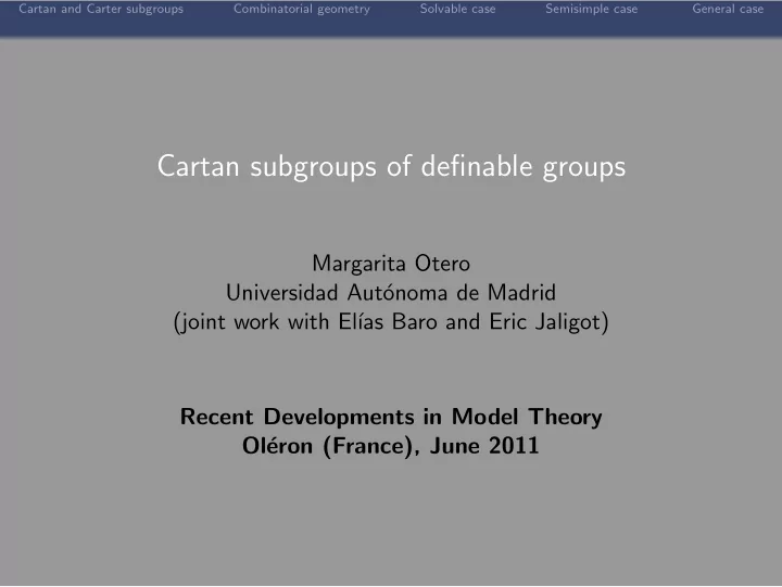 cartan subgroups of definable groups