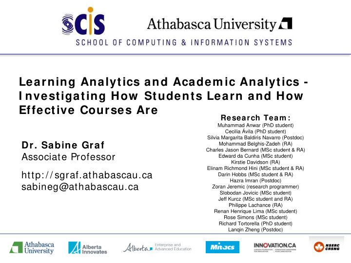 learning analytics and academ ic analytics i nvestigating