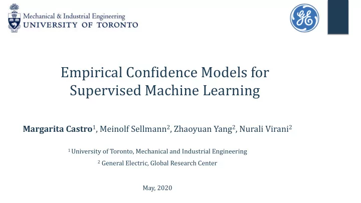 empirical confidence models for supervised machine