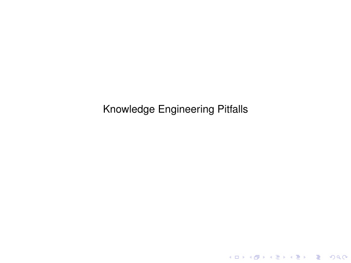 knowledge engineering pitfalls knowledge engineering