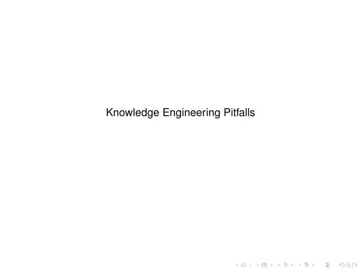 knowledge engineering pitfalls knowledge engineering
