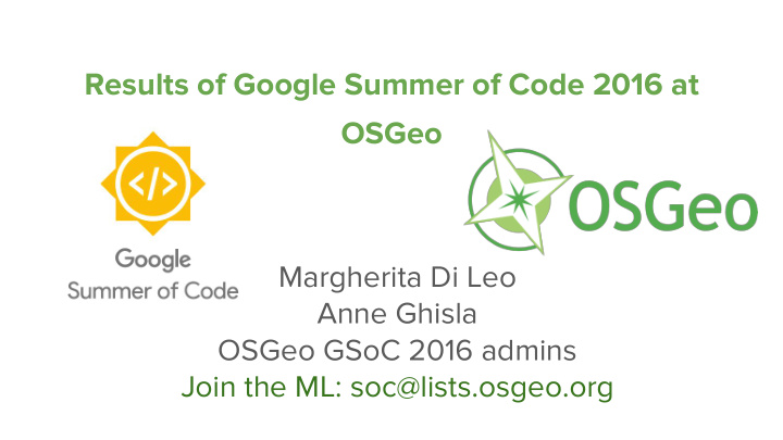 results of google summer of code 2016 at osgeo