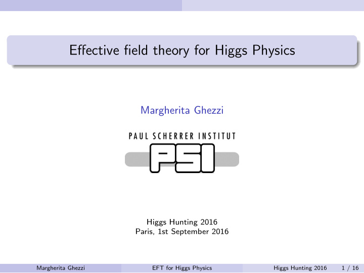 effective field theory for higgs physics