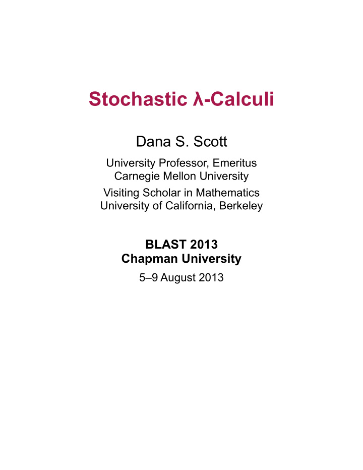 stochastic calculi