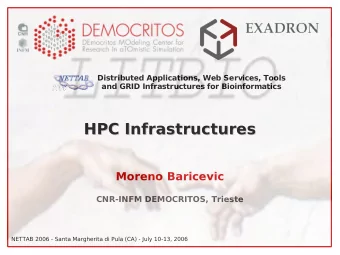 HPC Infrastructures  HPC Infrastructures  Moreno Baricevic  CNR-INFM DEMOCRITOS, Trieste  NETTAB