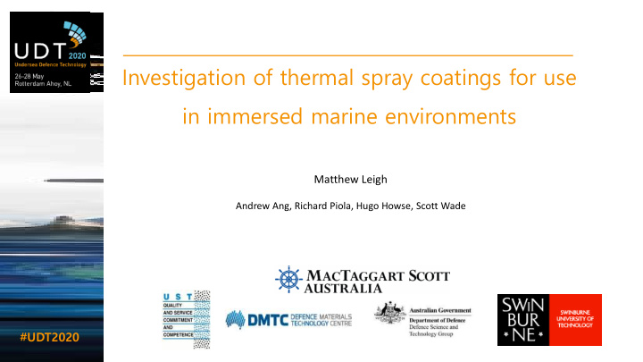 investigation of thermal spray coatings for use in